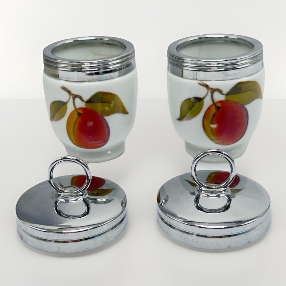 Royal Worcester Egg Coddler Set Pair Porcelain England Set of 2